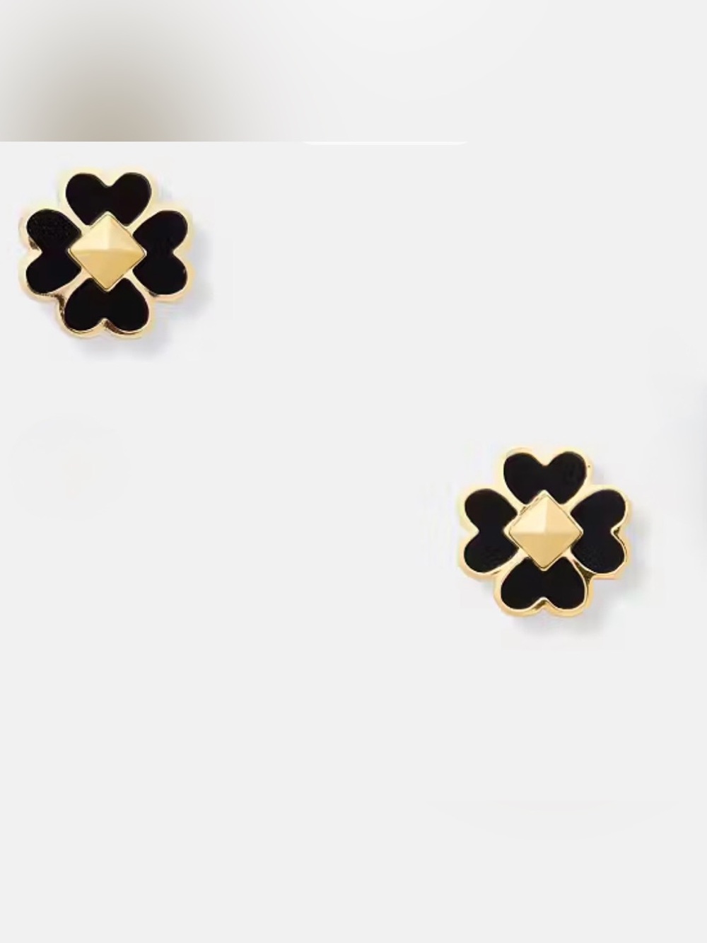 kate spade Black and Gold Clover Stud Earrings